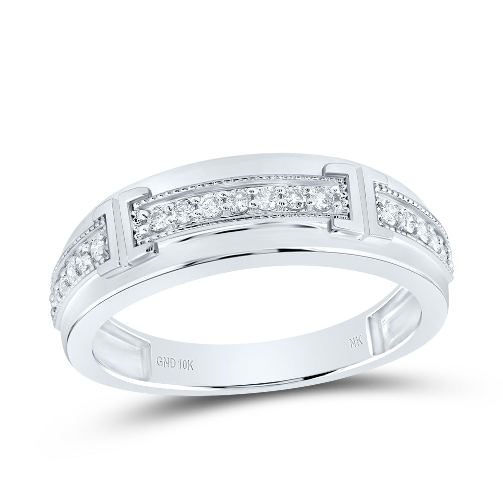 10kt White Gold His & Hers 3/4 Cttw Natural Diamond Cushion Bridal Wedding Ring Band Set, Women Size: 5-9, Men Size: 8-12