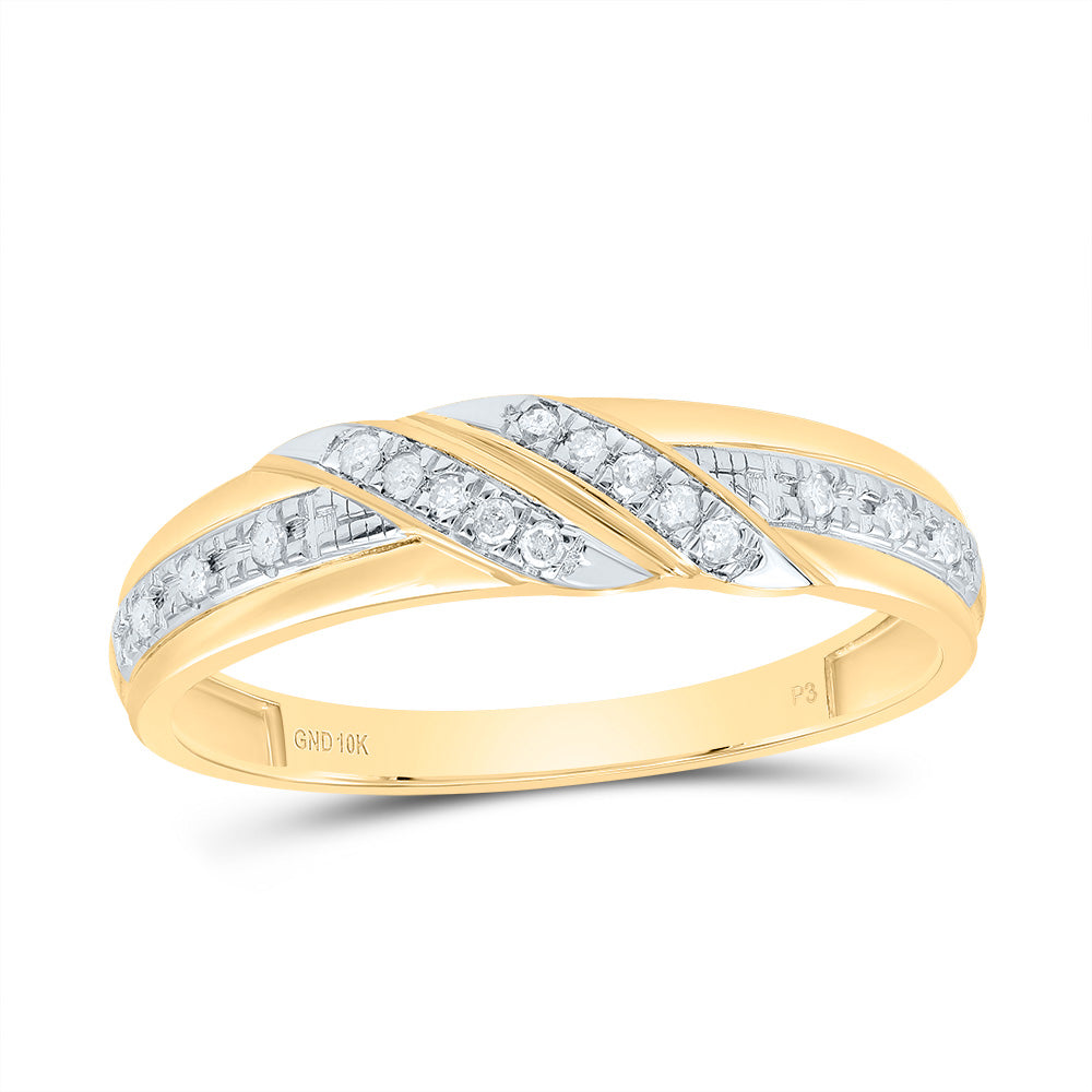 10k Yellow White Gold His & Hers 1/3 Cttw Natural Diamond Square Bridal Wedding Ring Band Set , Women Size: 5-9, Men Size: 8-12