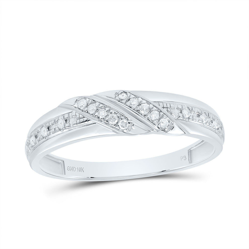 10kt White Gold His & Hers 1/3 Cttw Natural Diamond Square Bridal Wedding Ring Band Set, Women Size: 5-9, Men Size: 8-12