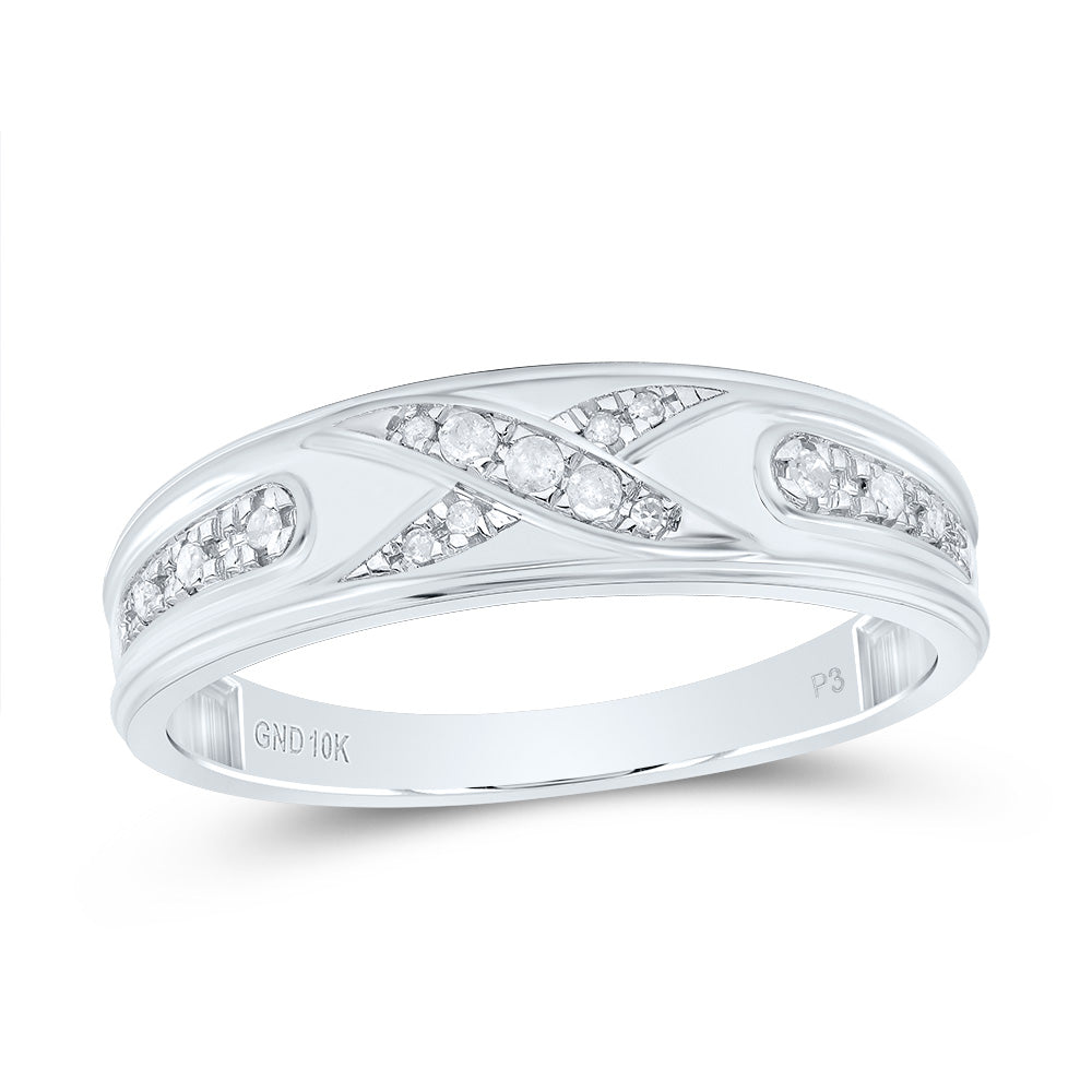 10kt White Gold His & Hers 1/3 Cttw Natural Diamond Round Bridal Wedding Ring Band Set, Women Size: 5-9, Men Size: 8-12