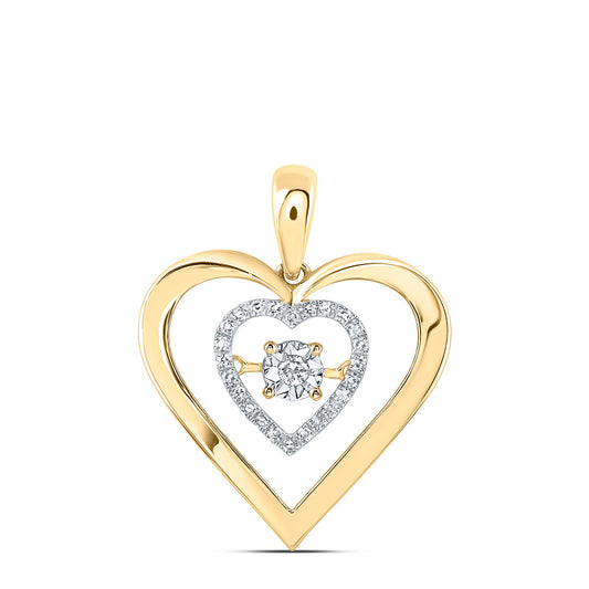 10K Yellow Gold 1/4 Ctw Natural Diamond Twinkle Diamond Heart Pendant