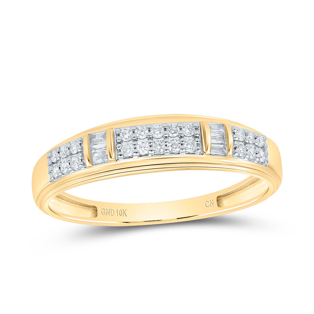 10k Yellow White Gold His & Hers 3/4 Cttw Natural Diamond Cushion Bridal Wedding Ring Band Set , Women Size: 5-9, Men Size: 8-12
