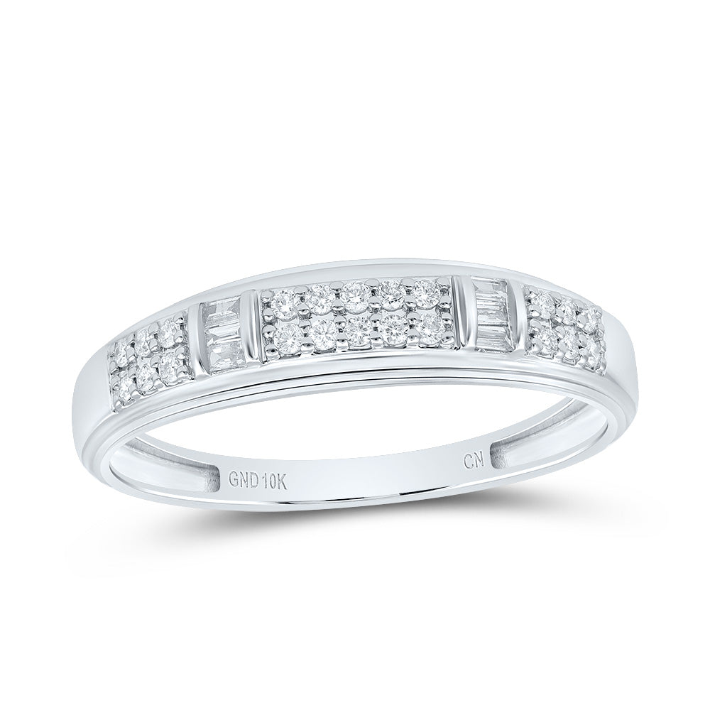 10kt White Gold His & Hers 3/4 Cttw Natural Diamond Cushion Bridal Wedding Ring Band Set, Women Size: 5-9, Men Size: 8-12