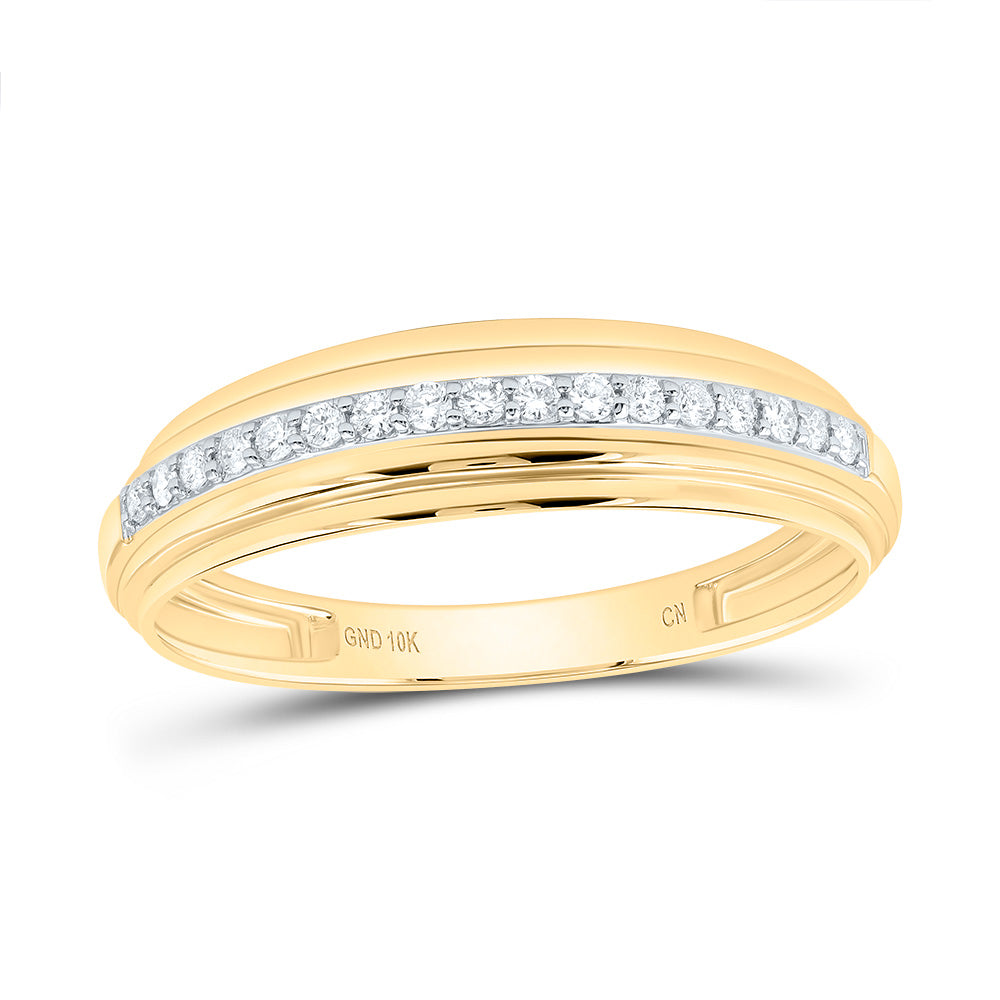 10k Yellow White Gold His & Hers 5/8 Cttw Natural Diamond Oval Bridal Wedding Ring Band Set , Women Size: 5-9, Men Size: 8-12