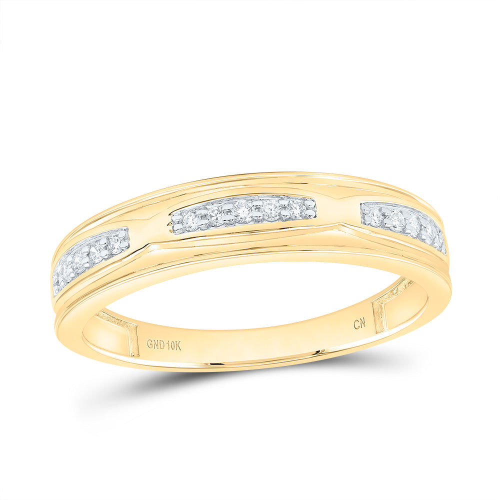 10k Yellow White Gold His & Hers 1/2 Cttw Natural Diamond Round Bridal Wedding Ring Band Set , Women Size: 5-9, Men Size: 8-12