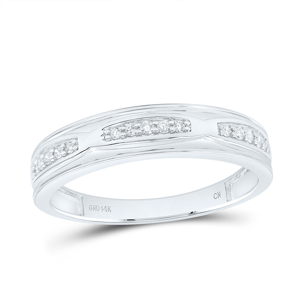 14kt White Gold His & Hers 1/2 Cttw Natural Diamond Round Bridal Wedding Ring Band Set, Women Size: 5-9, Men Size: 8-12