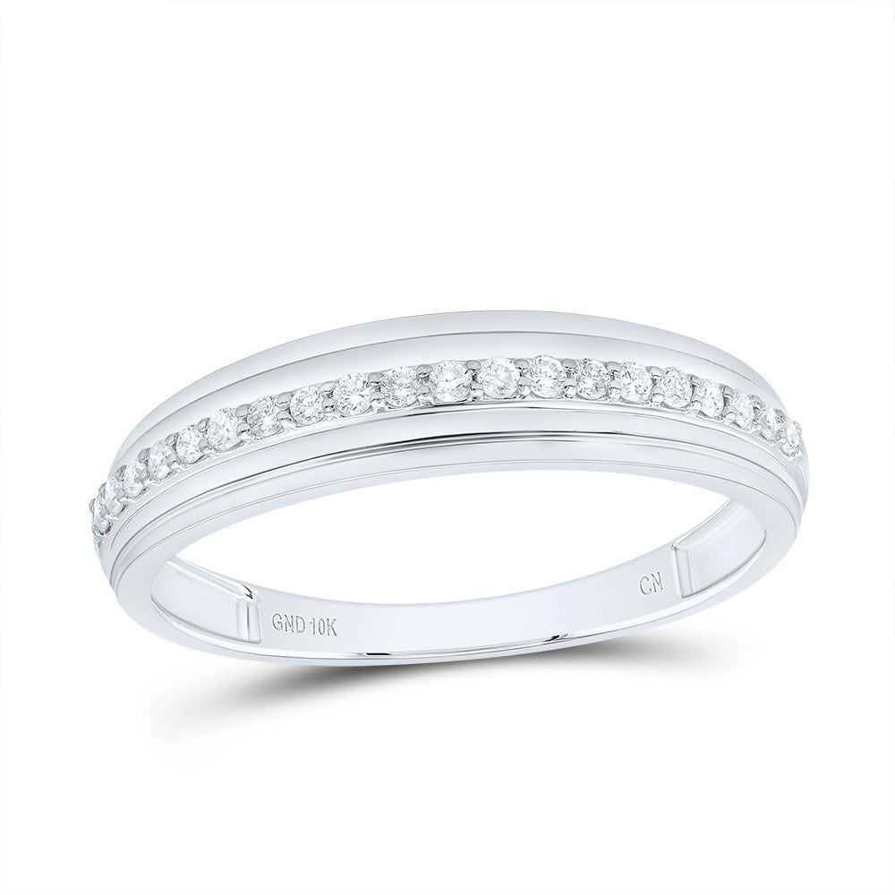 10kt White Gold His & Hers 3/4 Cttw Natural Diamond Cushion Bridal Wedding Ring Band Set, Women Size: 5-9, Men Size: 8-12