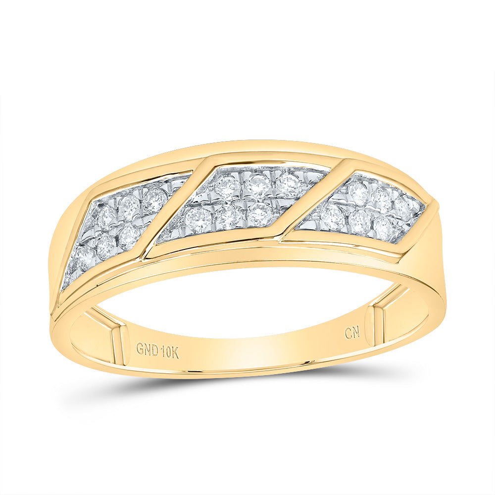 10k Yellow White Gold His & Hers 5/8 Cttw Diamond Round Bridal Wedding Ring Band Set, Women Size: 5-9, Men Size: 8-12