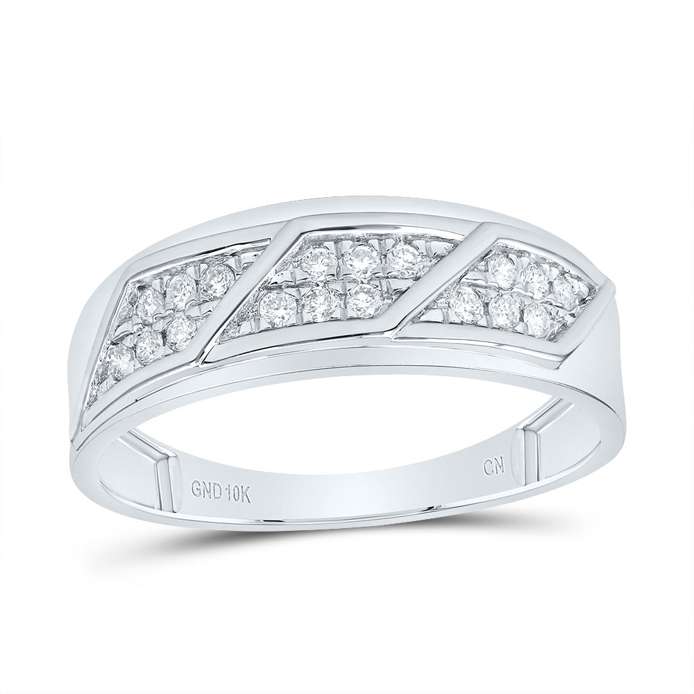 10kt White Gold His & Hers 5/8 Cttw Diamond Round Bridal Wedding Ring Band Set, Women Size: 5-9, Men Size: 8-12