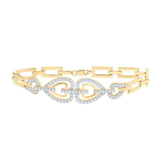 10kt Yellow Or White Or Rose Gold Natural Diamond Fashion Heart Bracelet, Length: 7 Inch