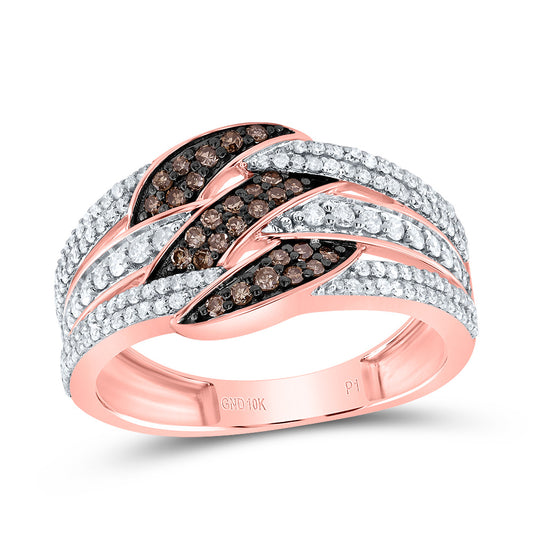 10kt Rose Gold 5/8 Cttw Diamond Cognac Natural Wedding Engagement Anniversary Diamond Ring, Women Size: 5-9