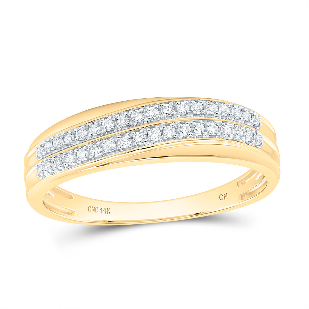 14kt Yellow Gold His & Hers 5/8 Cttw Diamond Square Bridal Wedding Ring Band Set, Women Size: 5-9, Men Size: 8-12