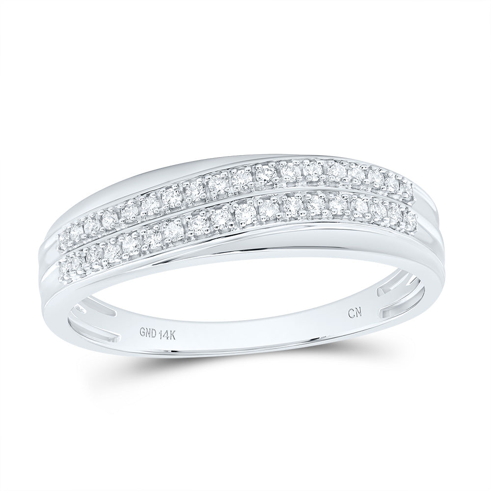 14kt White Gold His & Hers 5/8 Cttw Diamond Square Bridal Wedding Ring Band Set, Women Size: 5-9, Men Size: 8-12