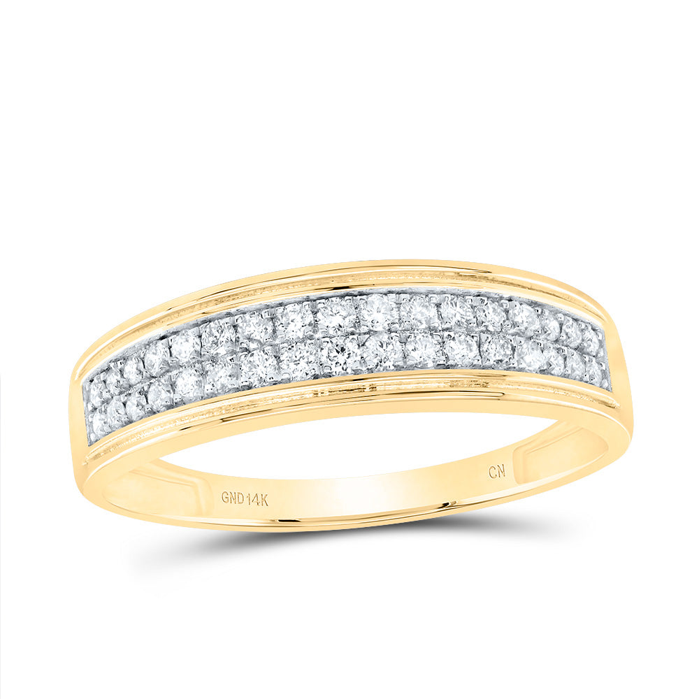 14kt Yellow Gold His & Hers 1 Cttw Diamond Square Bridal Wedding Ring Band Set, Women Size: 5-9, Men Size: 8-12