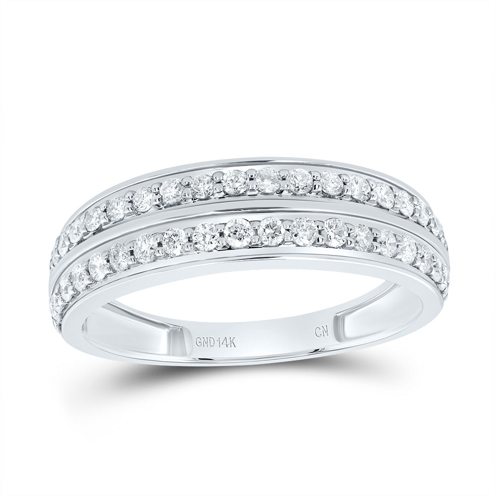 14kt White Gold His & Hers 1 5/8 Cttw Diamond Square Bridal Wedding Ring Band Set, Women Size: 5-9, Men Size: 8-12
