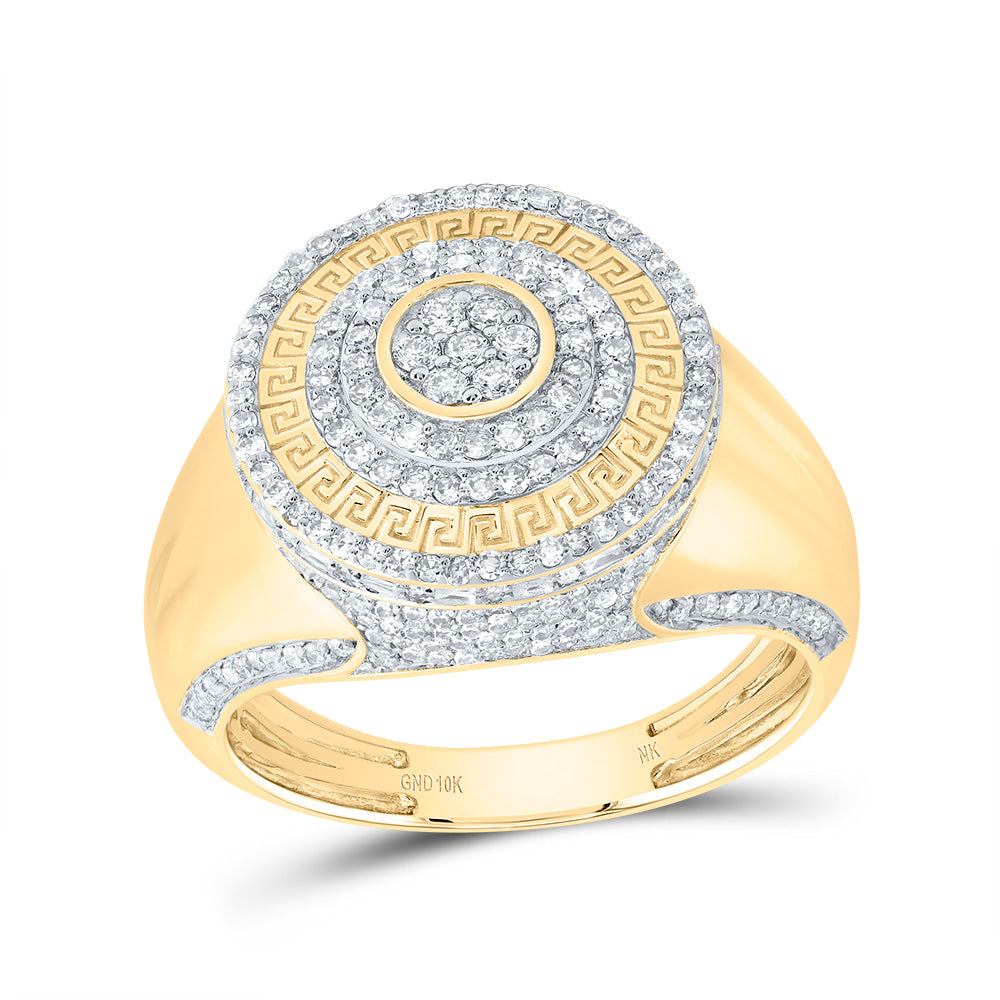 10kt Yellow Gold 1 Cttw Diamond Round Mens Ring, Men Size: 8-12