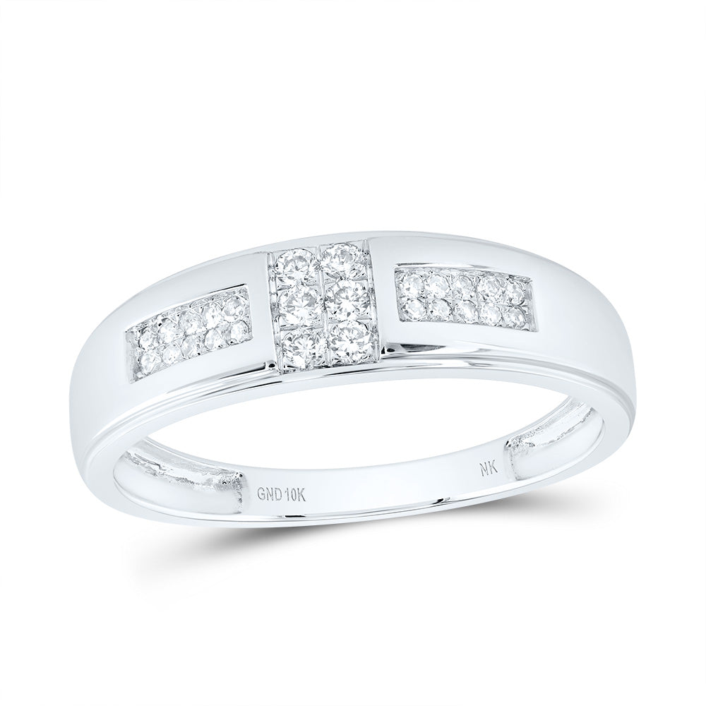 10kt White Gold His & Hers 1/2 Cttw Diamond Round Bridal Wedding Ring Band Set, Women Size: 5-9, Men Size: 8-12