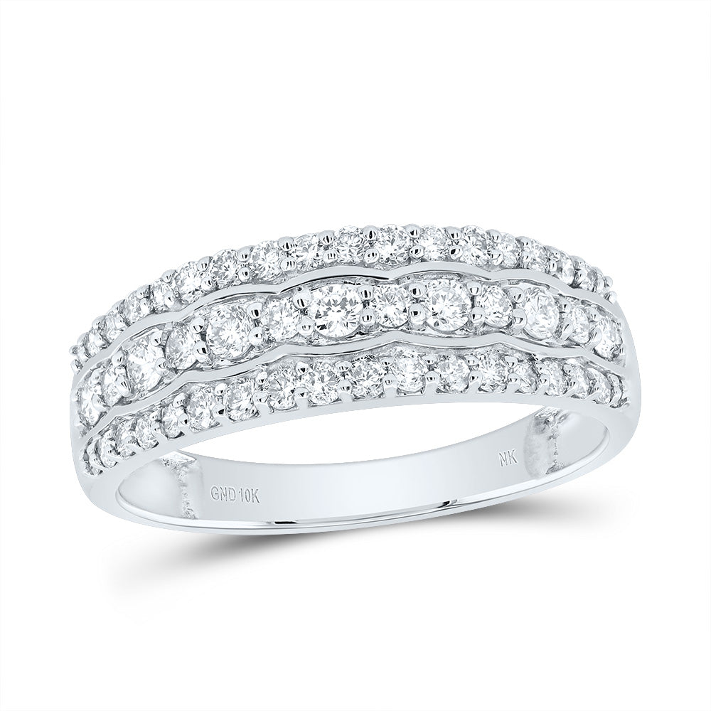 10kt White Gold His & Hers 2 1/3 Cttw Diamond Round Bridal Wedding Ring Band Set, Women Size: 5-9, Men Size: 8-12