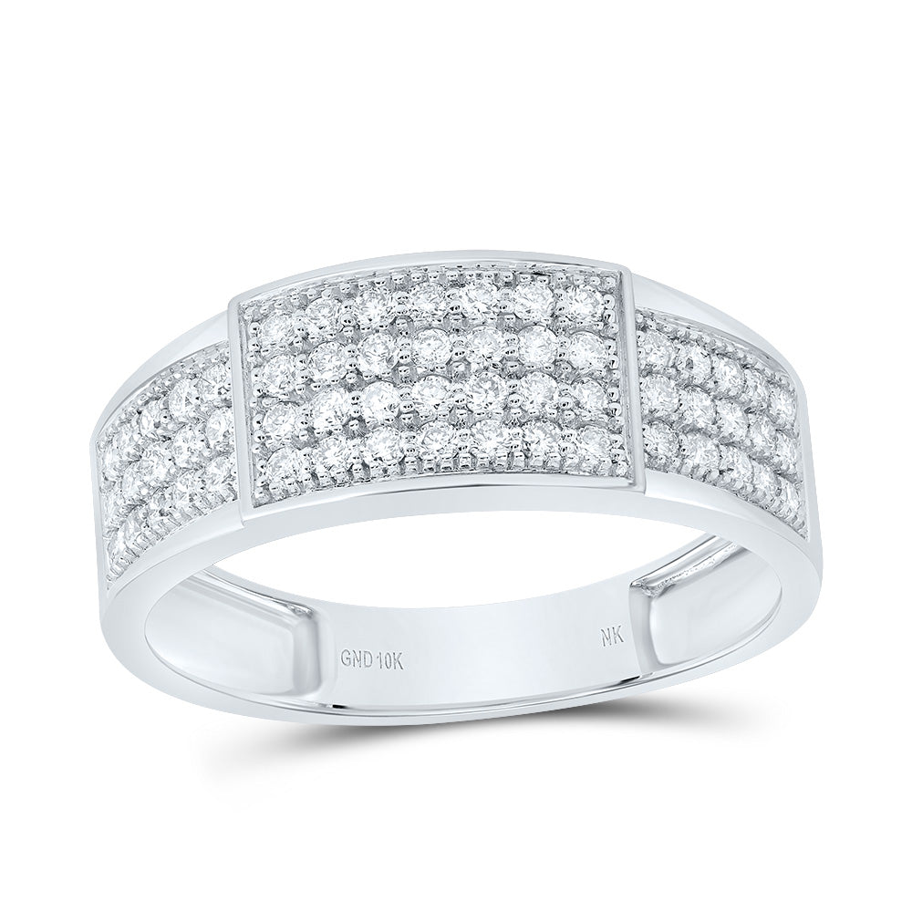 10kt White Gold His & Hers 1 1/4 Cttw Diamond Round Bridal Wedding Ring Band Set, Women Size: 5-9, Men Size: 8-12