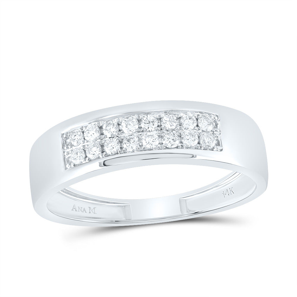 14kt White Gold His & Hers 1 Cttw Diamond Ana M Round Bridal Wedding Ring Band Set, Women Size: 5-9, Men Size: 8-12