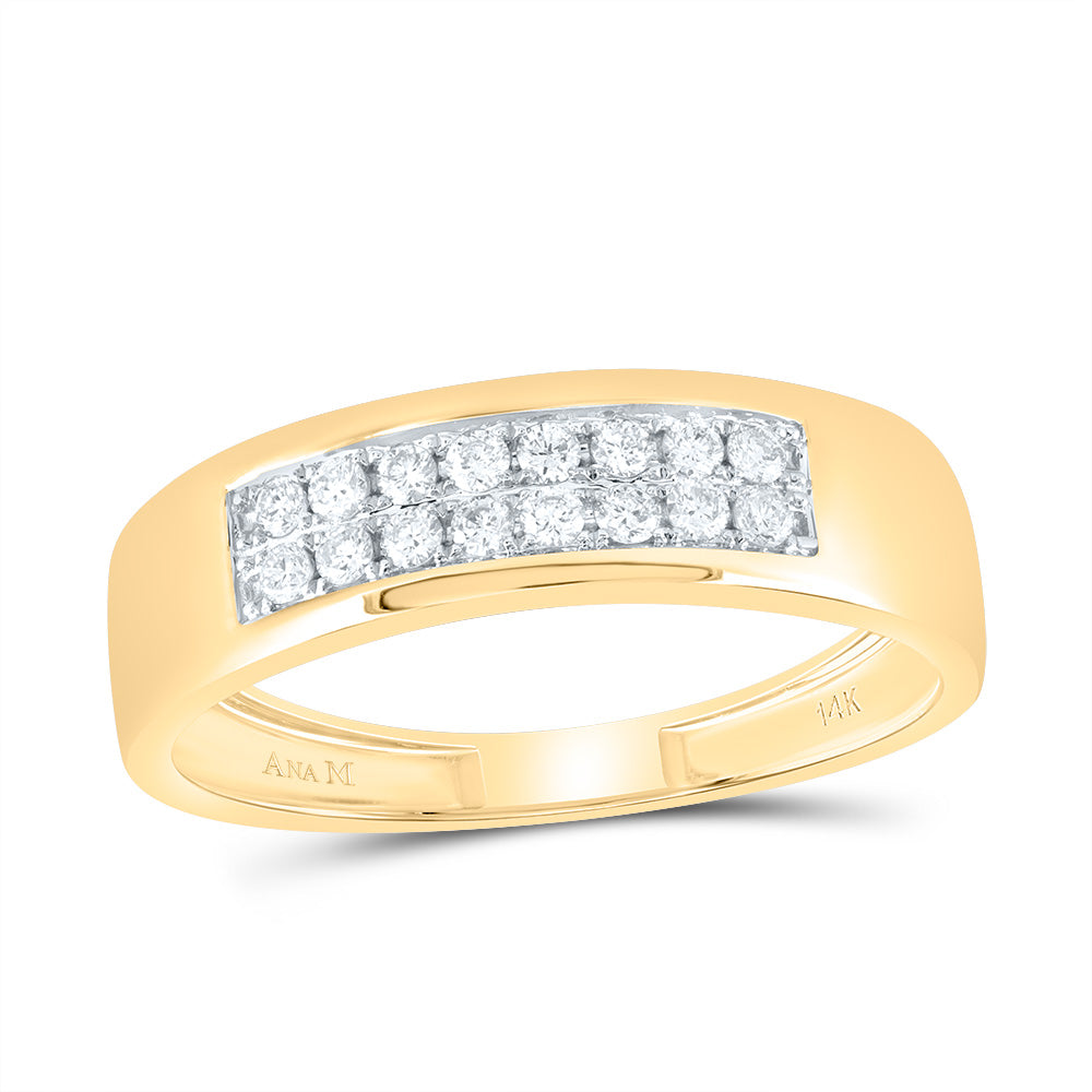14kt Yellow Gold His & Hers 1 Cttw Diamond Ana M Square Bridal Wedding Ring Band Set, Women Size: 5-9, Men Size: 8-12