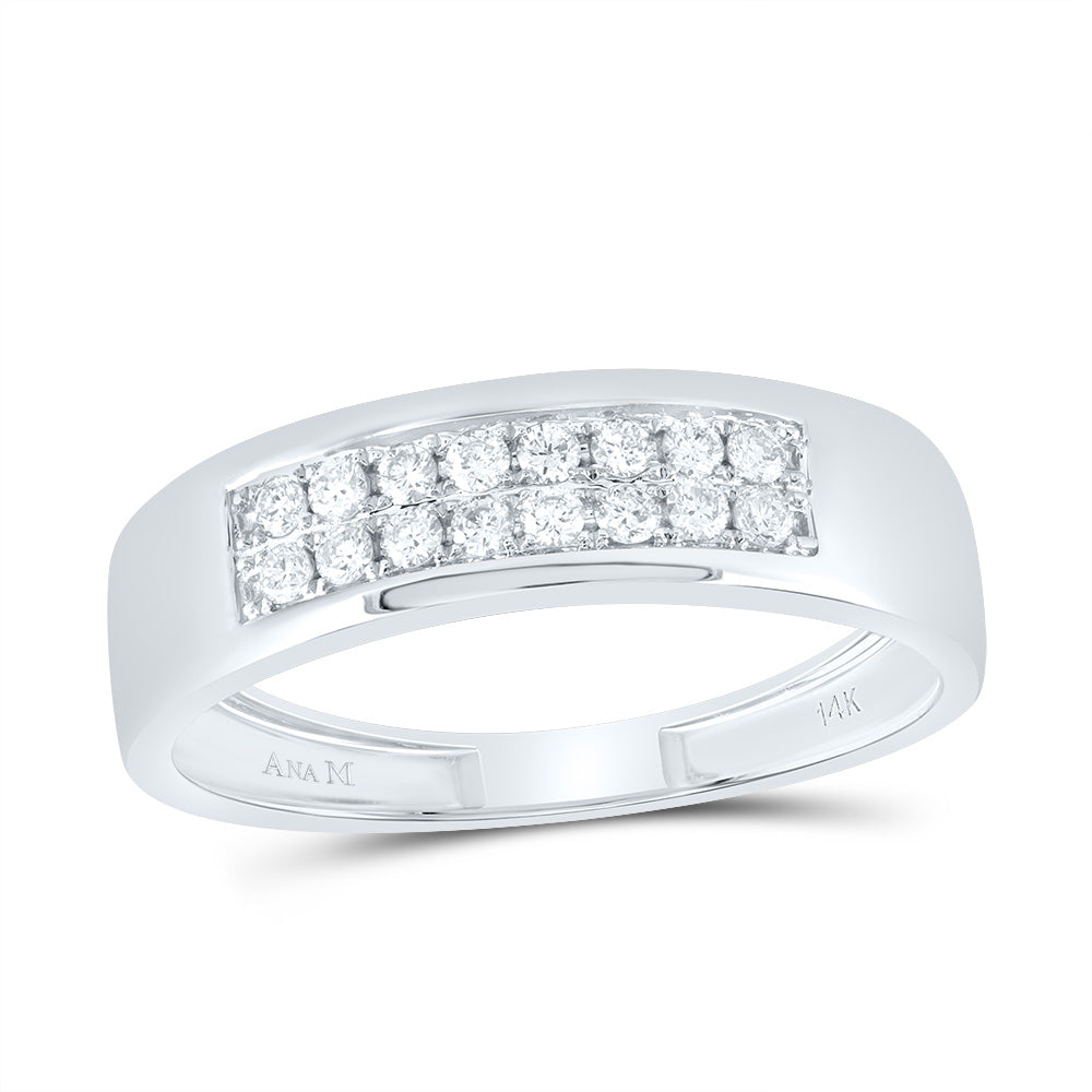14kt White Gold His & Hers 1 Cttw Diamond Ana M Square Bridal Wedding Ring Band Set, Women Size: 5-9, Men Size: 8-12
