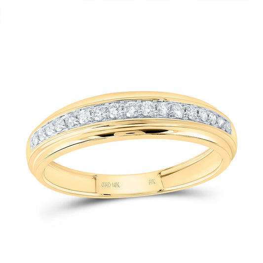 10kt Yellow Gold His & Hers 7/8 Cttw Natural Diamond Square Bridal Wedding Ring Band Set, Women Size: 5-9, Men Size: 8-12