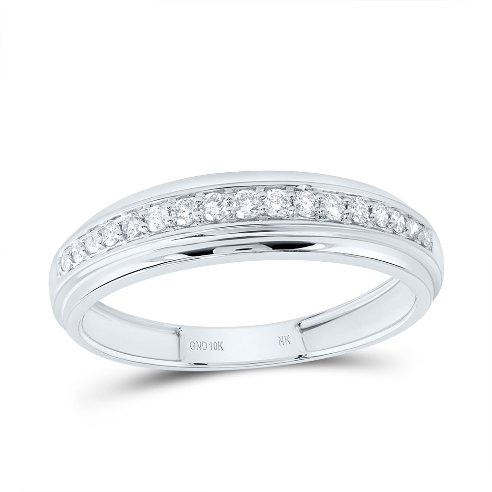10kt White Gold His & Hers 7/8 Cttw Diamond Square Bridal Wedding Ring Band Set, Women Size: 5-9, Men Size: 8-12