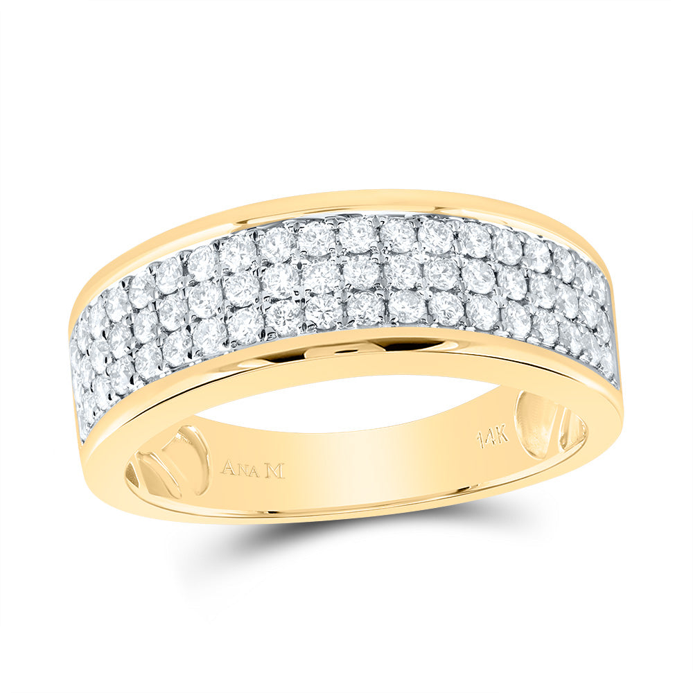14kt Yellow Gold His & Hers 2 3/8 Cttw Diamond Ana M Cushion Bridal Wedding Ring Band Set, Women Size: 5-9, Men Size: 8-12