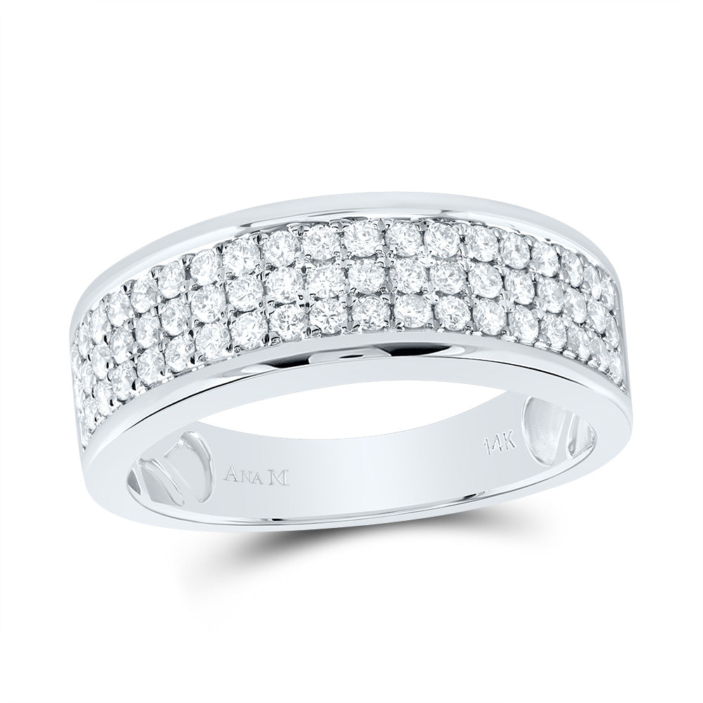 14kt White Gold His & Hers 2 3/8 Cttw Diamond Ana M Cushion Bridal Wedding Ring Band Set, Women Size: 5-9, Men Size: 8-12