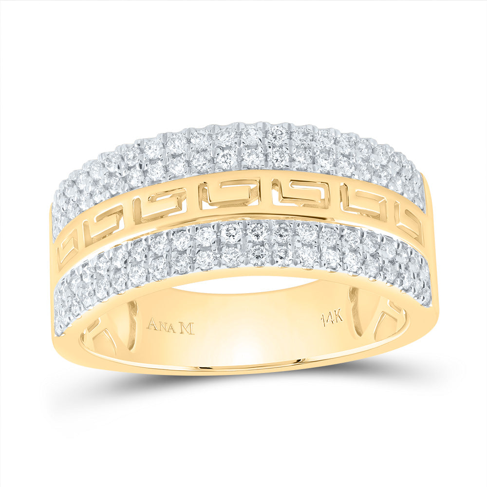 14kt Yellow Gold His & Hers 2 Cttw Diamond Ana M and 1/5 Cttw Round Square Bridal Wedding Ring Band Set, Women Size: 5-9, Men Size: 8-12