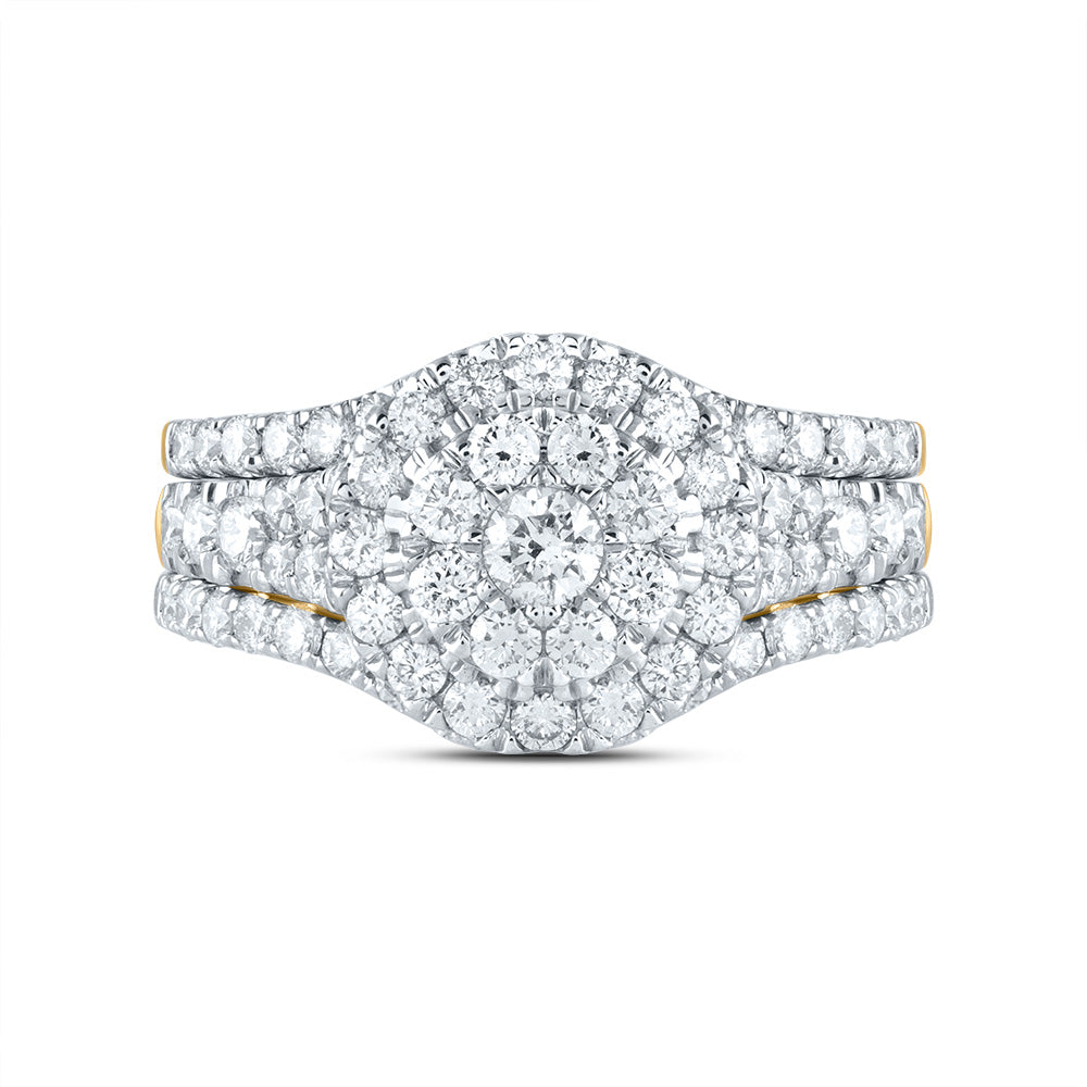 14kt Yellow Gold 1 5/8 Cttw Diamond Ana M Round Single Halo Fashion Wedding Engagement Anniversary Bridal Set, Women Size: 5-9