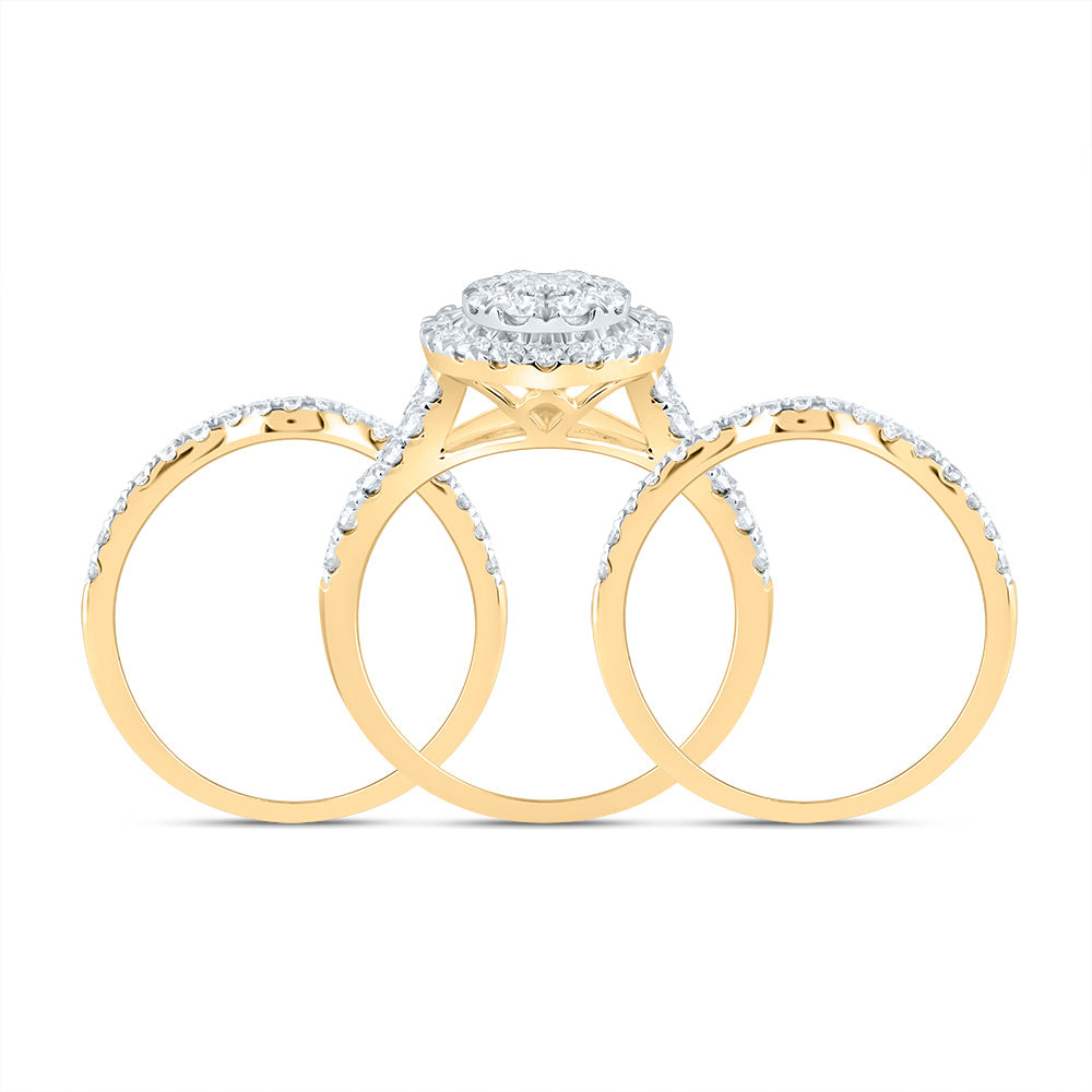 14kt Yellow Gold 1 5/8 Cttw Diamond Ana M Round Single Halo Fashion Wedding Engagement Anniversary Bridal Set, Women Size: 5-9