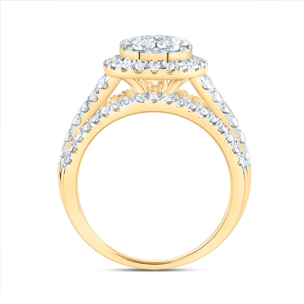 14kt Yellow Gold 1 1/2 Cttw Diamond Ana M Round Single Halo Fashion Bridal Wedding Engagement Anniversary Ring, Women Size: 5-9