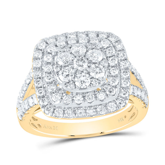 14kt Yellow Gold 1 3/8 Cttw Diamond Ana M Cushion Fashion Bridal Wedding Engagement Anniversary Ring, Women Size: 5-9