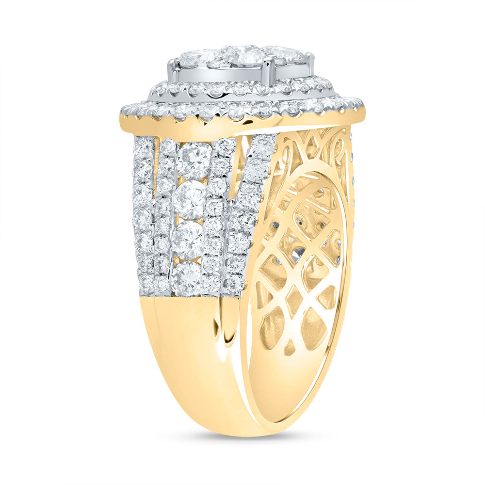 14kt Yellow Gold 3 Cttw Diamond Ana M Round Double Halo Fashion Bridal Wedding Engagement Anniversary Ring, Women Size: 5-9