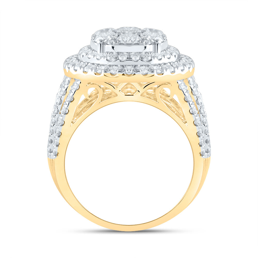 14kt Yellow Gold 3 Cttw Diamond Ana M Round Double Halo Fashion Bridal Wedding Engagement Anniversary Ring, Women Size: 5-9