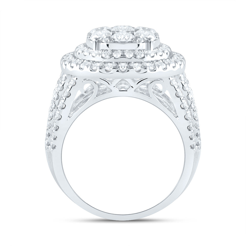 14kt White Gold 3 Cttw Diamond Ana M Round Double Halo Fashion Bridal Wedding Engagement Anniversary Ring, Women Size: 5-9