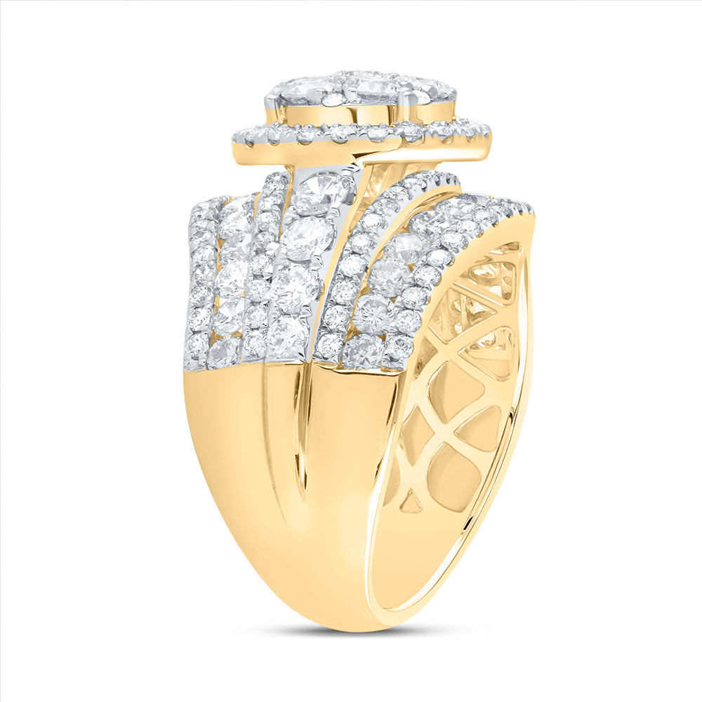 14kt Yellow Gold 3 Cttw Diamond Ana M Round Single Halo Fashion Bridal Wedding Engagement Anniversary Ring, Women Size: 5-9