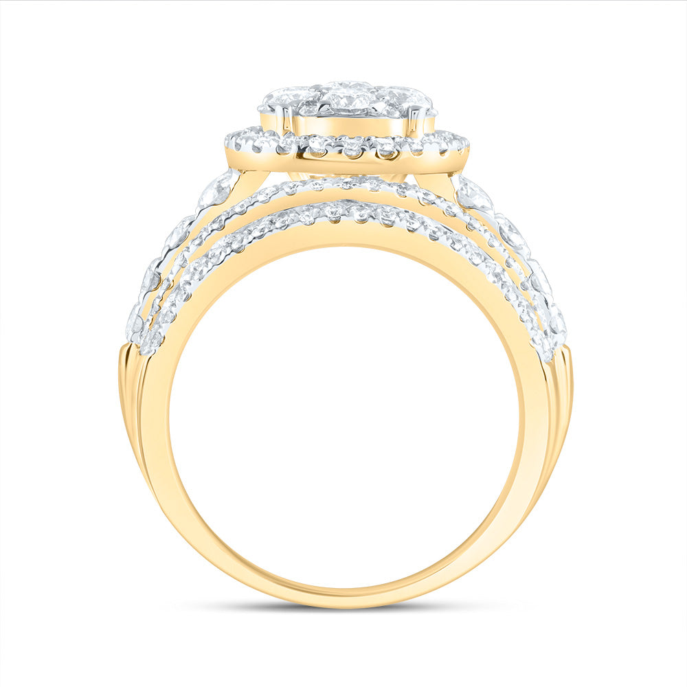 14kt Yellow Gold 3 Cttw Diamond Ana M Round Single Halo Fashion Bridal Wedding Engagement Anniversary Ring, Women Size: 5-9