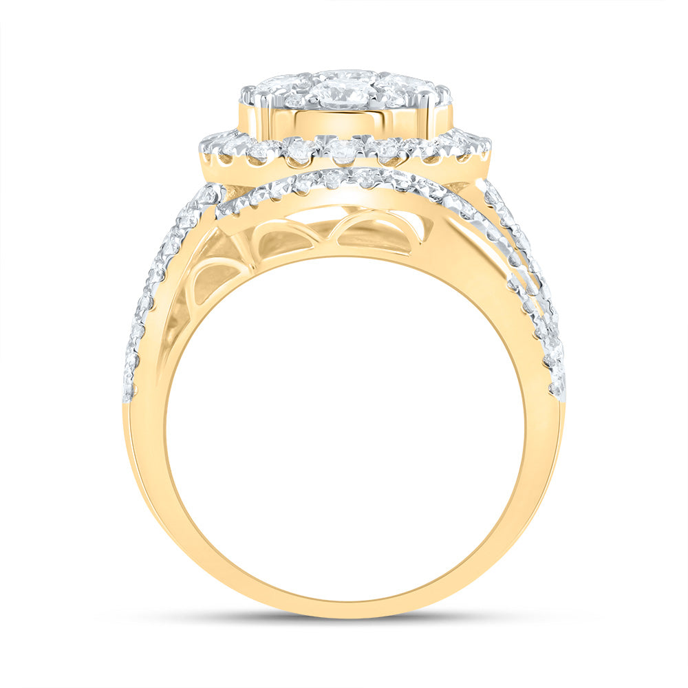 14kt Yellow Gold 3 Cttw Diamond Ana M Round Single Halo Fashion Bridal Wedding Engagement Anniversary Ring, Women Size: 5-9