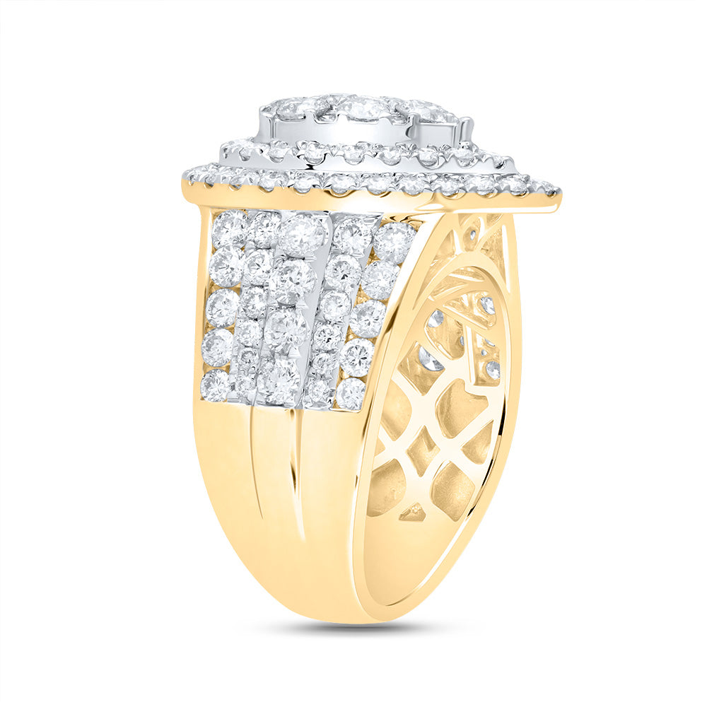 14kt Yellow Gold 3 Cttw Diamond Ana M Pear Double Halo Fashion Bridal Wedding Engagement Anniversary Ring, Women Size: 5-9