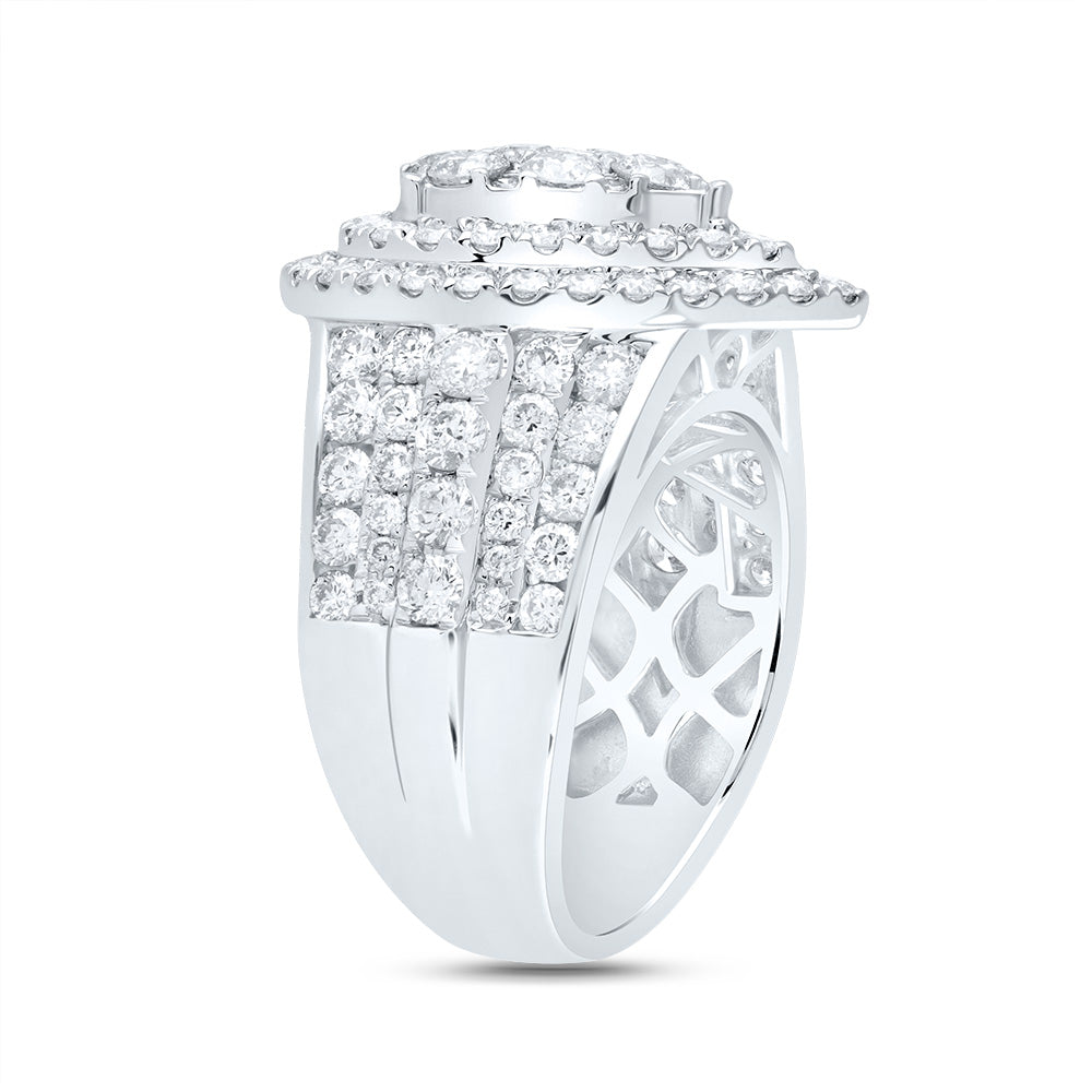 14kt White Gold 3 Cttw Diamond Ana M Pear Double Halo Fashion Bridal Wedding Engagement Anniversary Ring, Women Size: 5-9