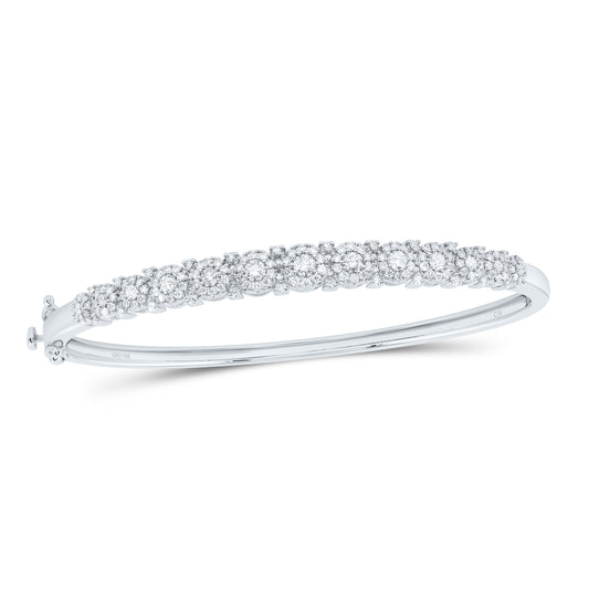 14kt White Gold 1 1/3 Cttw Diamond Fashion Bubble Ladies Bangle(60x50)