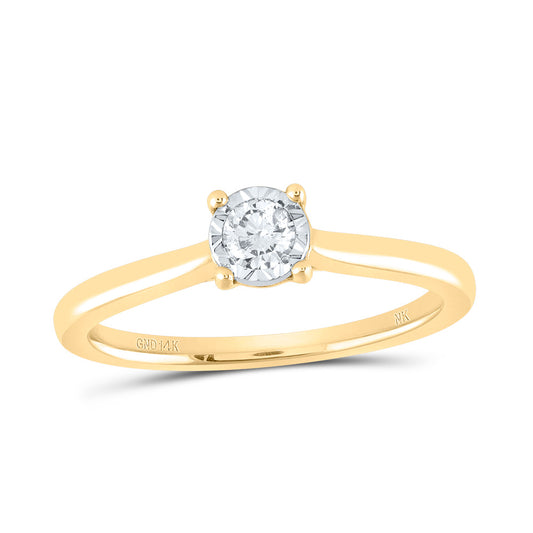 14kt Yellow Gold Womens Round Diamond Solitaire Wedding Engagement Anniversary Ring 1/6 Cttw, Women Size: 5-9