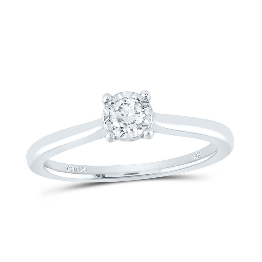 14kt White Gold Womens Round Diamond Solitaire Wedding Engagement Anniversary Ring 1/6 Cttw, Women Size: 5-9