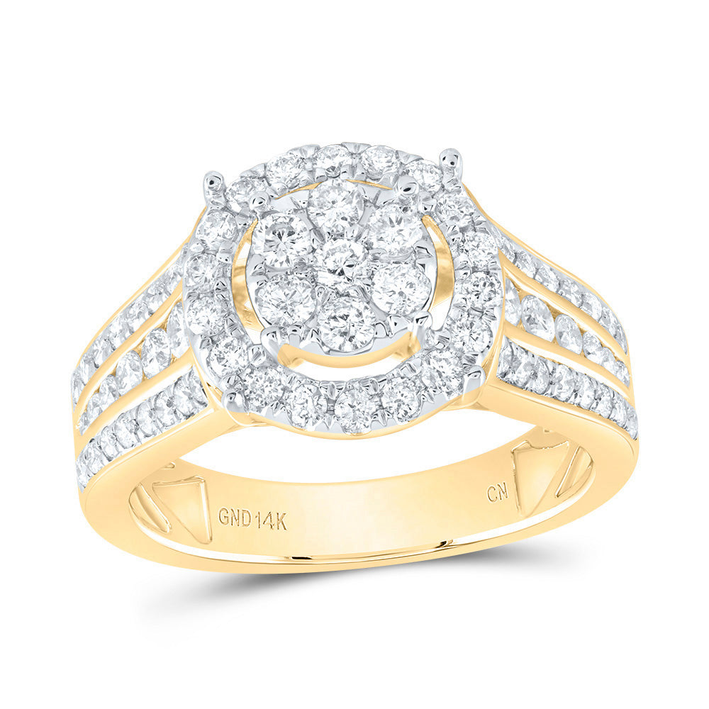 14kt Yellow Gold 1 Cttw Diamond Round Single Halo Bridal Wedding Engagement Anniversary Ring, Women Size: 5-9