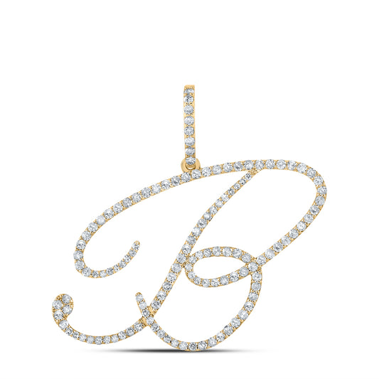 14kt Yellow Gold Womens Round Diamond Initial Letter Pendant