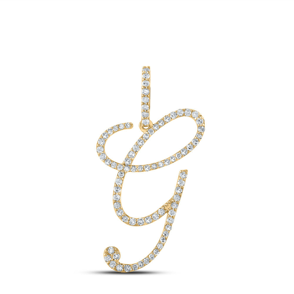 14kt Yellow Gold Womens Round Diamond Initial Letter Pendant