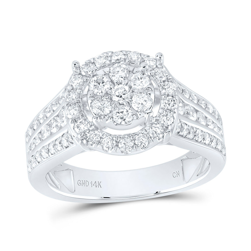 14kt White Gold 1 Cttw Diamond Round Single Halo Bridal Wedding Engagement Anniversary Ring, Women Size: 5-9